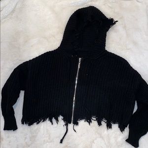 black sweater crop top.